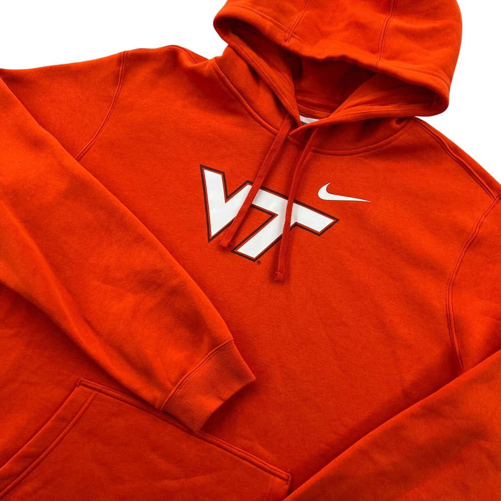 Nike Virginia Tech Hokies Hoodie Mens XL Orange VT Logo Collegiate Sportswear